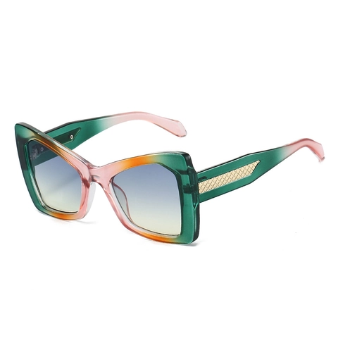 Occhiali Da Sole Cat Eye Oversize PC Sfumati UV400 Montura A Farfalla Con Dettaglio In Metallo