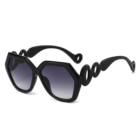 Trendige Geometrische Sechseck Sonnenbrille Damen Herren Mode Großer Rahmen Sonnenschutz Brille Mit Hohlem Ring Bügel Outdoor UV-Schutz
