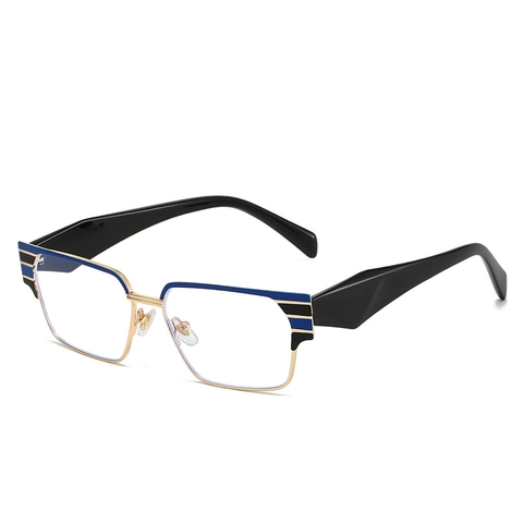 Montatura Per Occhiali Da Vista Quadrati Browline Metallo PC Anti Luce Blu Retro Chic Per Donne Uomini