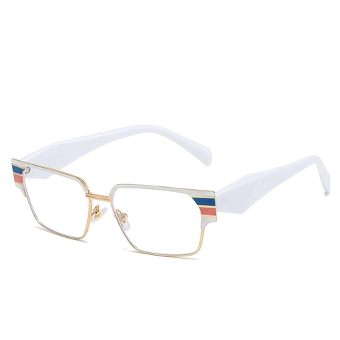 Montatura Per Occhiali Da Vista Quadrati Browline Metallo PC Anti Luce Blu Retro Chic Per Donne Uomini