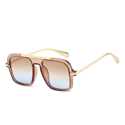 Gafas De Sol De Piloto Cuadradas Grandes Montura PC Patillas Metálicas Protección UV400 Gafas De Moda Para Hombres Y Mujeres