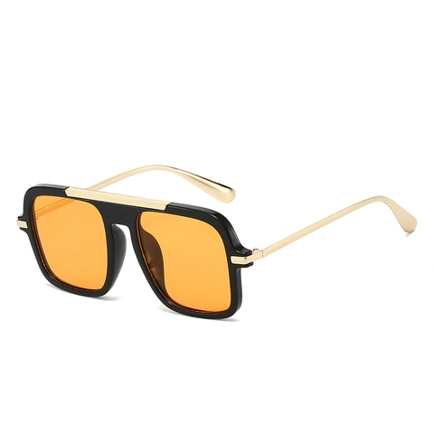 Gafas De Sol De Piloto Cuadradas Grandes Montura PC Patillas Metálicas Protección UV400 Gafas De Moda Para Hombres Y Mujeres