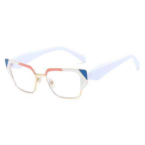 Occhiali Da Vista Geometrici Occhio Di Gatto Montatura In Metallo E PC Anti Luce Blu Retro Chic Di Tendenza Per Donna Uomo