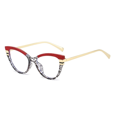 Fashion Katzenauge Brillengestell Vintage Großer Rahmen Plano Dekorative Brille Für Damen Mit PC Metallbügel