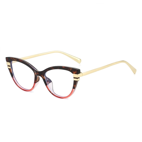 Fashion Katzenauge Brillengestell Vintage Großer Rahmen Plano Dekorative Brille Für Damen Mit PC Metallbügel