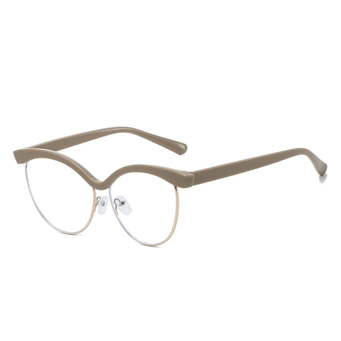 Vintage Katzenauge Brillenrahmen Wellenform Halbrahmen Metall PC Klare Gläser Mode Dekorative Brille Für Damen