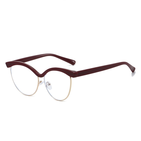 Vintage Katzenauge Brillenrahmen Wellenform Halbrahmen Metall PC Klare Gläser Mode Dekorative Brille Für Damen