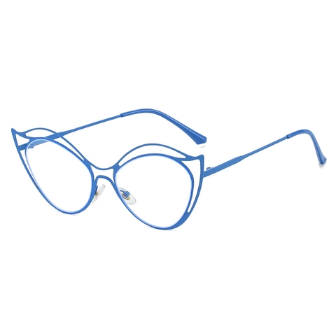 Montura De Gafas De Ojo De Gato De Metal Hueco Irregular Gafas Decorativas De Moda Sin Receta Para Mujeres Hombres