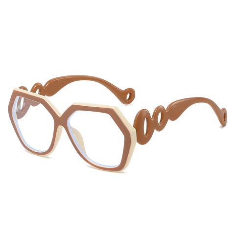 Mode Quadratische Große Rahmen Anti Blaulicht Brille PC Geometrische Sechseckige Hohlkette Bügel Dekorative Brillen Damen Herren