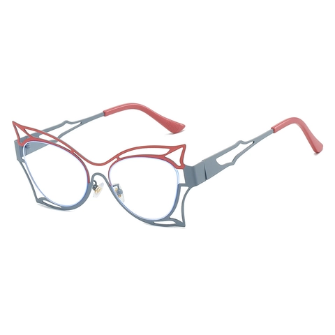 Montura Per Occhiali Farfalla Occhio Di Gatto Metallo Cavo Geometrico Anti Luce Blu Per Donne Moda Chic Colorato