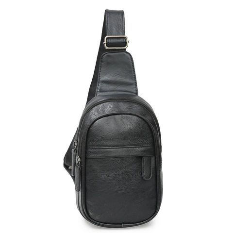 Bolso De Pecho Para Hombre Cuero PU Impermeable Bandolera Ligera Estilo Callejero Retro Color Sólido Gran Capacidad