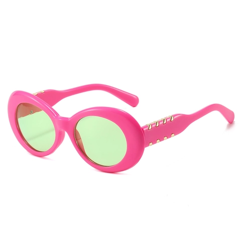 Gafas De Sol Retro De Montura Pequeña Ovalada Con Decoración De Remaches Metálicos Material PC Protección UV400 Moda Vintage