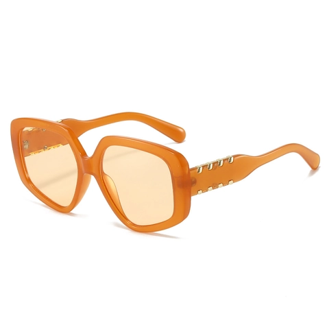 Fashion Polygon Sunglasses Oversized UV400 Protection PC Frame Metal Rivet Decor Retro Versatile Eyewear For Unisex