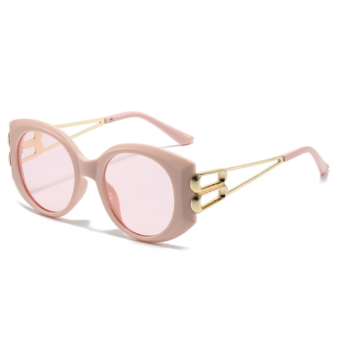Gafas De Sol Retro Para Mujer Montura Grande Moda Cat Eye Protección UV400 PC Patillas Metal Exterior Viaje