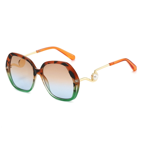 Lunettes De Soleil Rondes Surdimensionnées Femmes Rétro Mode Monture PC Branches Vagues Künstliche Perles Protection UV400