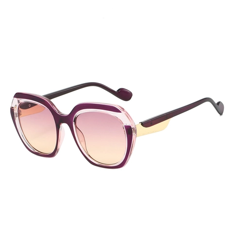 Lunettes De Soleil Polygon Oversized Protection UV400 Monture PC Verres Dégradés Mode Rétro Extérieur