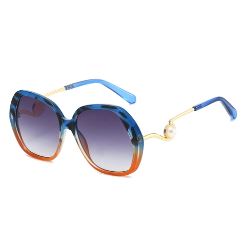 Oversized Square Sunglasses For Women Metal Artificial Pearl Temples Retro Gradient Lens UV400 Protection Fashion Elegant Eyewear
