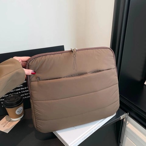 Quilted Padded Laptop Sleeve Case Buffer Protection Handbag Envelope Clutch Bag For Women Men Office Daily Business Travel