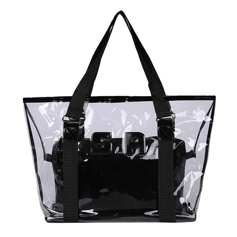 Borsa Tote Trasparente In PVC Da Donna Grande Capacità Borsa Da Spiaggia In Jelly Con Pochette Interna Impermeabile