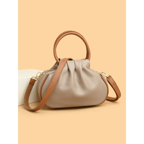 Borsa A Mano Plissettata Cloud Dumpling Da Donna In Pelle Sintetica Grana Con Manico Rotondo Borsa A Tracolla Moda