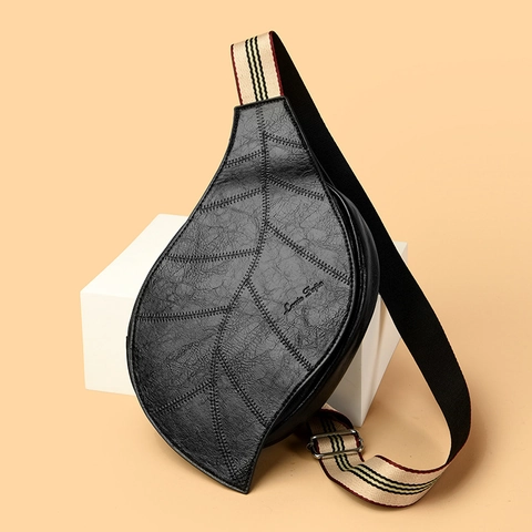 Borsa Da Petto A Forma Di Foglia Per Donna Vintage In Pelle PU Marsupio Tracolla Ampia Tracolla A Righe Moda