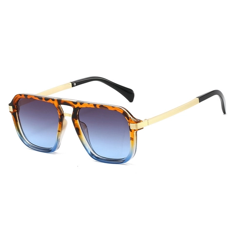 Fashion Square Sunglasses UV400 Protection PC Frame Metal Temples Retro Aviator Double Bridge Pilot For Men Women