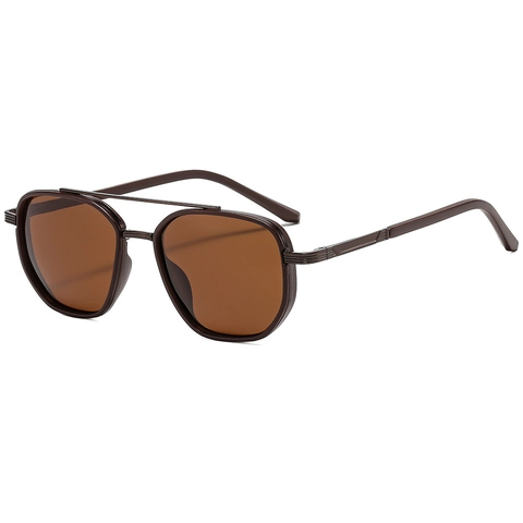 Vintage Pilot Sunglasses Double Beam Metal PC Frame Polarized UV400 Protection For Outdoor Driving Travel Unisex
