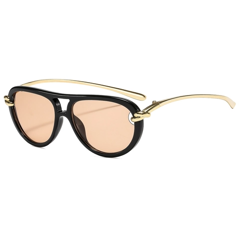 Retro Pilot Zonnebril UV400 Bescherming Groot Frame PC Metaal Dubbele Brug Gradiënt Lenzen Trendy Unisex