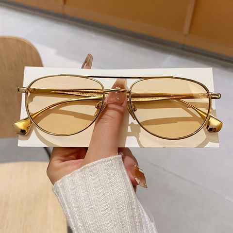 Pilotenbrille Metallrahmen Doppelsteg UV400 Schutz Retro Mode Brillen Für Outdoor Fahren Unisex