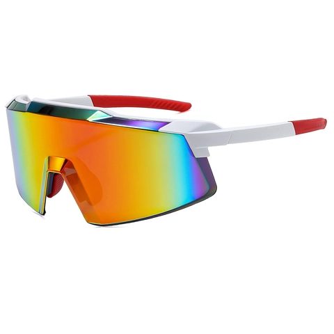 Occhiali Da Ciclismo PC Montatura Grande UV400 Antivento Sport All Aperto Specchiati Colorati Unisex