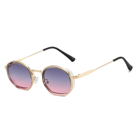 Occhiali Da Sole Tondi Retro Poligono Montatura In Metallo Protezione UV400 Lenti Sfumate Moda Per Uomo Donna