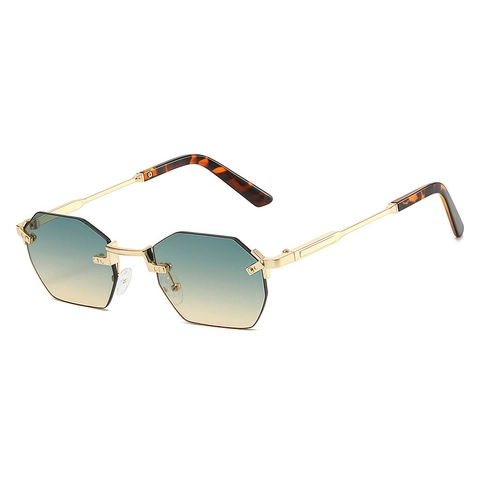 Octagon Rimless Sunglasses Frameless Polygon Metal Frame UV400 Protection Gradient Lenses Retro Fashion For Men Women