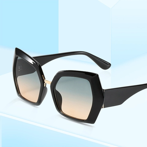 Oversized Hexagonal Sunglasses For Women Fashion Gradient Candy Color UV400 Protection PC Frame AC Lens