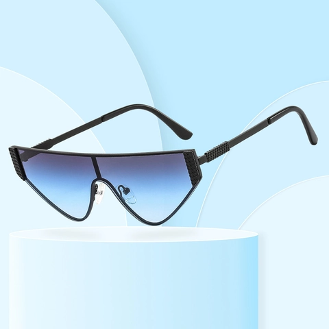 Lunettes De Soleil Bouclier Surdimensionnées Mode Oeil De Chat Géométrique Dégradé Protection UV400 Monture Métal PC Unisexe