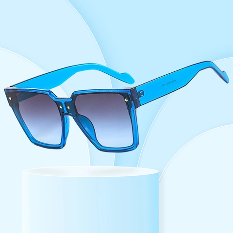 Trendy Oversized Vierkante Zonnebril PC-Frame Gradiëntlenzen UV400-Bescherming Klinknagel Detail Modieuze Bril