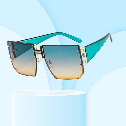 Fashion Oversized Square Sunglasses PC Gradient Lens UV400 Protection Metal Bridge Luxury Travel Eyewear Men Women