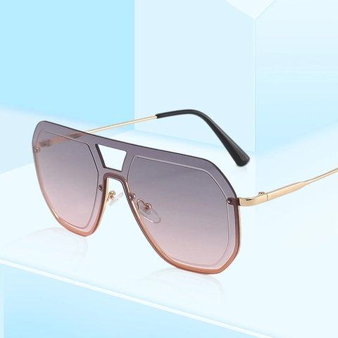 Gafas De Sol Oversized Lentes Degradados Protección UV400 Doble Puente Moda Retro Montura Metálica Para Mujeres Hombres