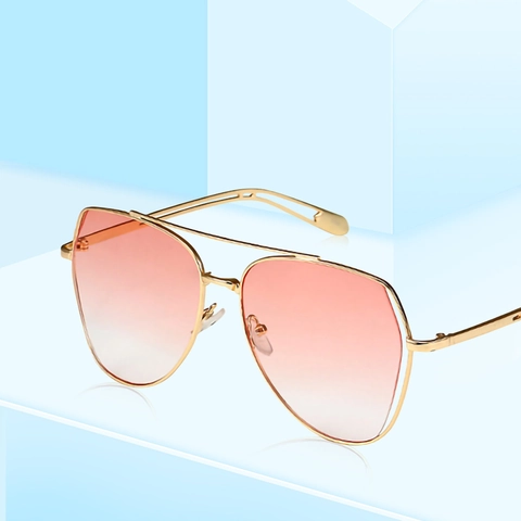 Gafas De Sol Aviador Montura Metálica Irregular Protección UV400 Lentes Degradadas Moda Retro Para Hombres Mujeres