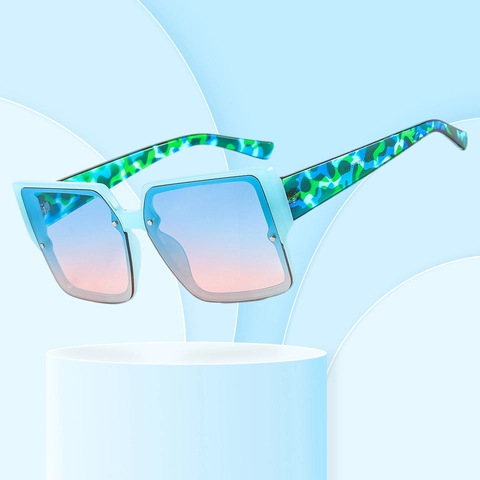 Square Sunglasses Oversized Retro Vintage PC Frame UV400 Protection Leopard Print Temples Candy Color For Women Men