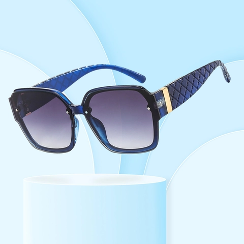 Square Sunglasses UV400 Protection PC Frame Quilted Texture Temples Vintage Fashion Gradient Lens Unisex Streetwear