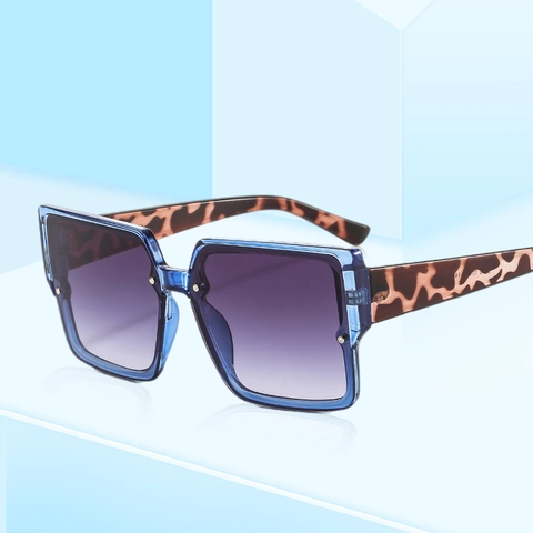 Square Sunglasses Oversized Retro Vintage PC Frame UV400 Protection Leopard Print Temples Candy Color For Women Men