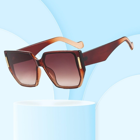 Retro Square Oversized Sunglasses PC Frame UV400 Protection Vintage Trendy Irregular Geometry Gradient Lens Unisex
