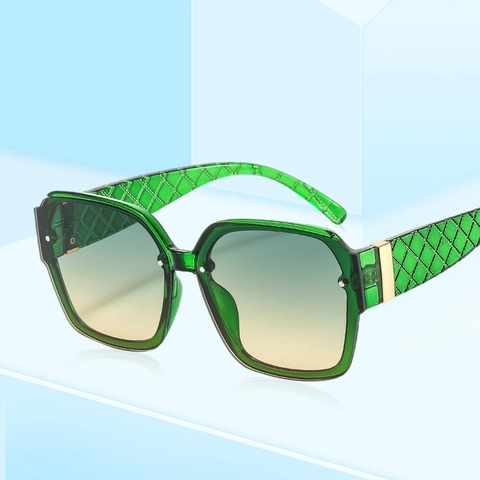 Square Sunglasses UV400 Protection PC Frame Quilted Texture Temples Vintage Fashion Gradient Lens Unisex Streetwear