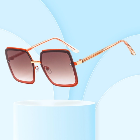 Fashion Square Sunglasses Large Metal PC Frame UV400 Gradient Lens Outdoor Retro Eyewear For Women