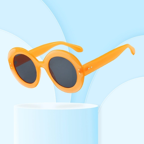 Lunettes De Soleil Rondes Surdimensionnées Femmes Hommes Vintage PC Protection UV400 Extérieur Plage Mode Rétro Rivet