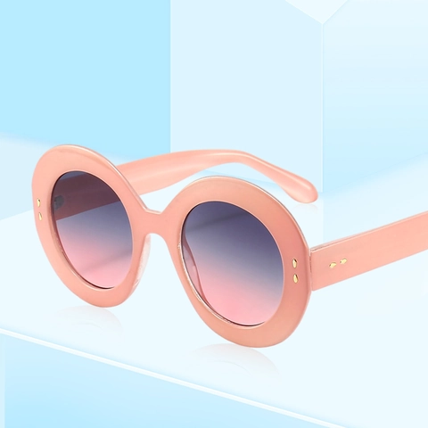 Lunettes De Soleil Rondes Surdimensionnées Femmes Hommes Vintage PC Protection UV400 Extérieur Plage Mode Rétro Rivet