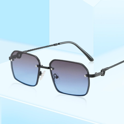 Retro Square Metal Frame Sunglasses UV400 Protection Vintage Gradient Lenses Twisted Wire Temples For Unisex