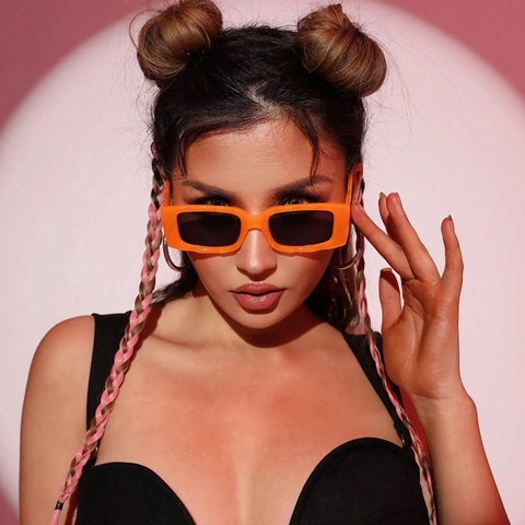 Retro Rectangular Sunglasses PC Frame UV400 Protection Streetwear Fashion Square Eyewear For Women Men Y2K Trendy Style