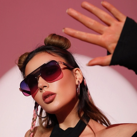 Oversized Square Sunglasses Fashion Gradient PC Lens UV400 Protection Outdoor Travel Eyewear For Women