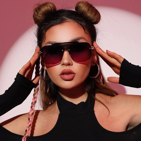 Oversized Square Sunglasses Fashion Gradient PC Lens UV400 Protection Outdoor Travel Eyewear For Women
